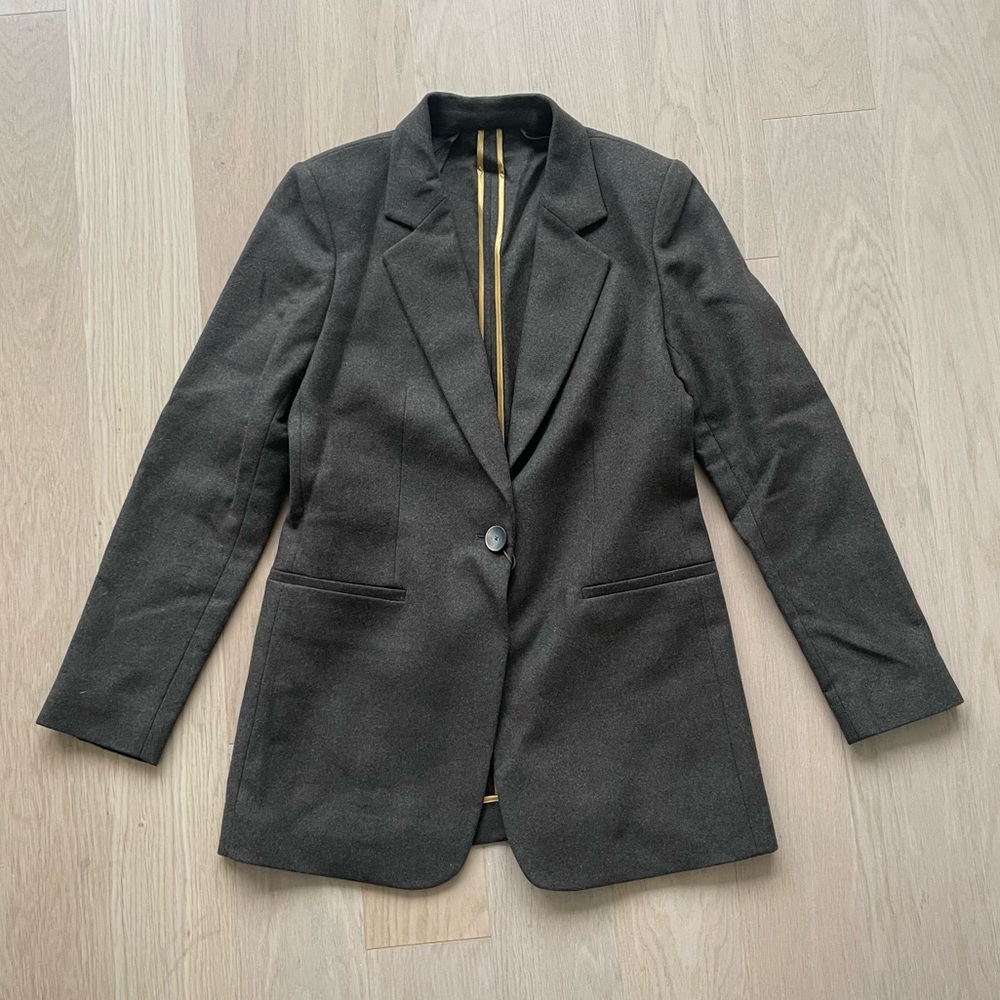 Massimo Dutti Wool Blazer with Elbow Patches